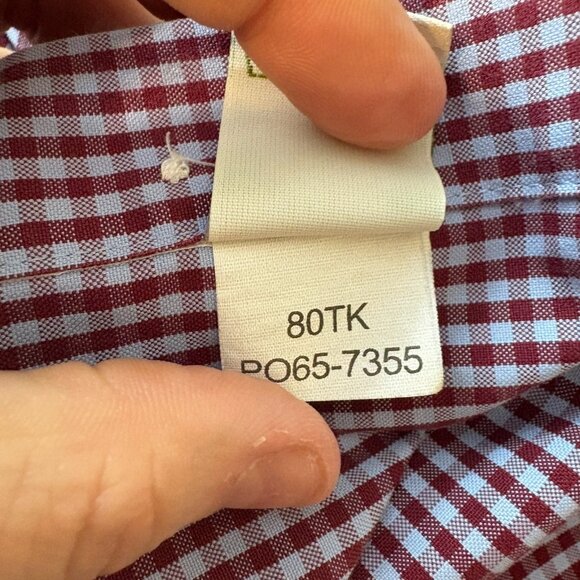 Orvis Mens Shirt Red Blue Check Short Sleeve Button Down Cotton Poplin Size L - Picture 10 of 14